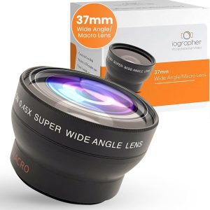 iOgrapher 37mm Wide Angle Lens for iPhone and Smartphones - Macro Lens and Wide Phone Lens - Macro Lens for iPhone and Other Smartphones - Camera Lens for Phone - Comes with Leather Case Bag
